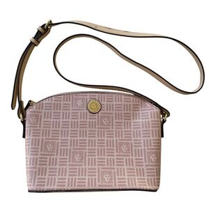 Anne‎ Klein Classic Lion Logo Crossbody Bag Pink and Beige Purse Gold Hardware